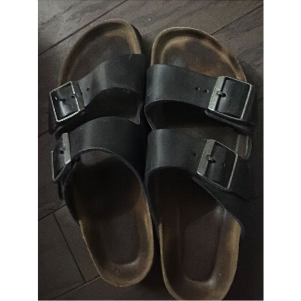 Birkenstock Arizona Soft Footbed Nubuk Leather Black women sz 7